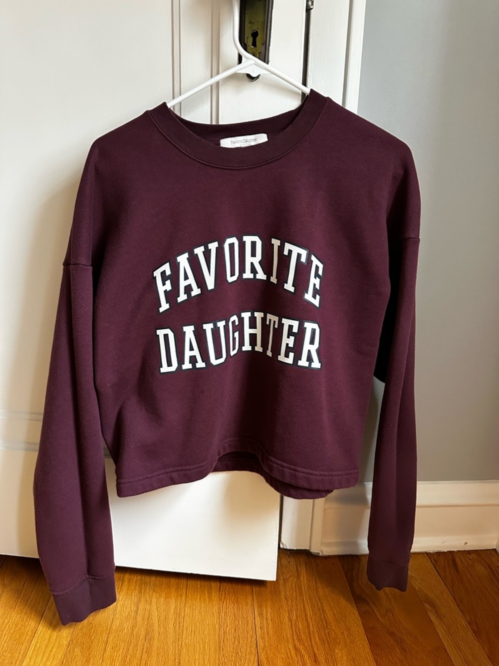 "Favorite Daughter" Burgundy Cropped Sweatshirt